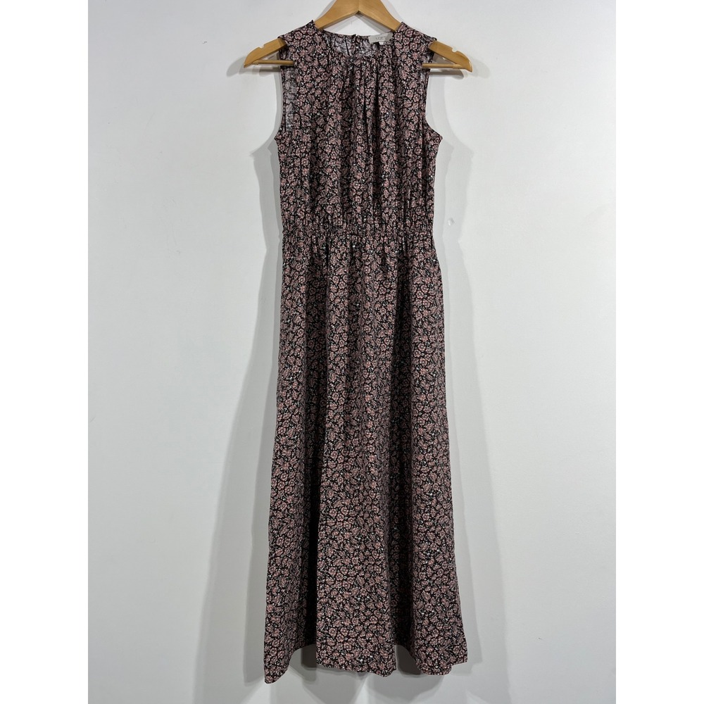 Loft Dark Floral Cottagecore Maxi Dress Boho Preppy Sleeveless Womens XS Flowy